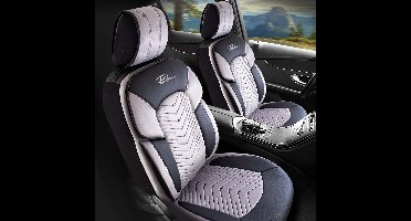 Stoelhoezen Skoda Octavia 2020 – heden – Dubai Serie Grijs Zwart – perfecte pasvorm - Luxe Velours (Voorstoelen set 2 voorstoelen)
