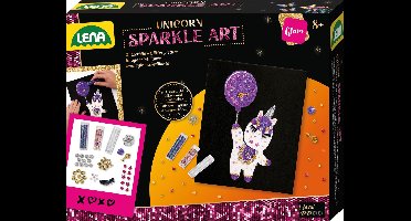 Lena knutselset unicorn sparkle art met hoes en glitters.