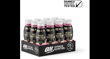 Optimum Nutrition High Protein Shake Elite Series - Stawberry - 12 x 330ml - Ready to Drink Whey Protein - Eiwitshake
