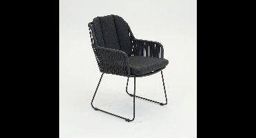 VITA - Carma Fauteuil antraciet - Tuinstoel - aluminium onderstel - Met slijtdopjes - Olefin weersbestendig rope - Vita tuinmeubelen - Dubbel gepoeder coat - Met rug en zit kussen
