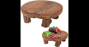Decoratieve Tafel Teak - Ø 20xH 7 cm - Handgemaakt uit Duurzaam Teakhout