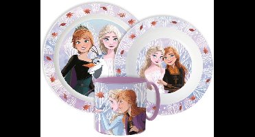 Disney Princess Serviesset - Beker 260 ml - Diepe kom - Plat bord - 3 stuks - Voor verjaardagen en feestjes - Antislip - Courageous Heart