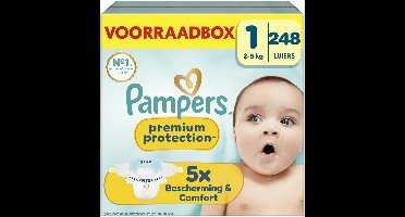 Pampers Premium Protection Maat 1 - 248 Luiers - 2kg-5kg - Voorraadbox