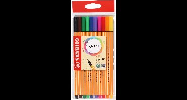 Fineliner stabilo point 88/10 qrea f 10st ass