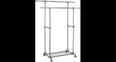 Hoppa! - Verstelbare Dubbele Kapstok - Grijs - Metaal - 87 x 52 x 166 cm