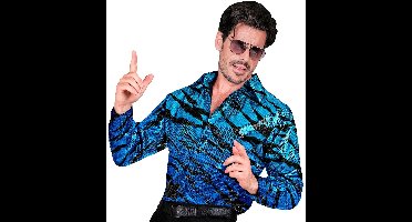 Paillettenshirt blauwe golven heren