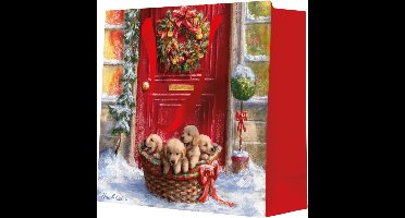 PAW Cadeautas 17x17x6 cm - Basket with puppies - Square