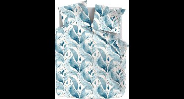 Zydante® Dekbedovertrek Printed 240x200/220 - Blue Gold Leafs - met 2 Kussenslopen