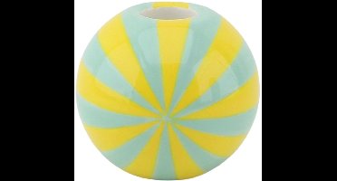 Housevitamin Kaarshouder - Kandelaar Swirl- Dolomiet - Geel/Mintgroen - 10x10x10cm