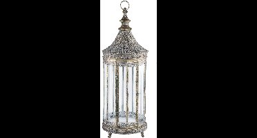 PTMD Hanne Lantaarn Antiek - H94 x Ø34 cm - Ijzer - Grijs/goud