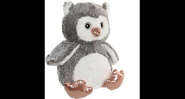 Items speelgoed Uil vogel knuffeldier van zachte pluche - grijs - 23 cm