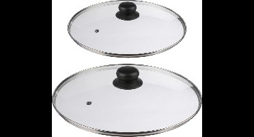 Secret de Gourmet - Set van 2x universele glazen pannendeksels - voor pannen van dia 20 en 28 cm - kookpannen deksels