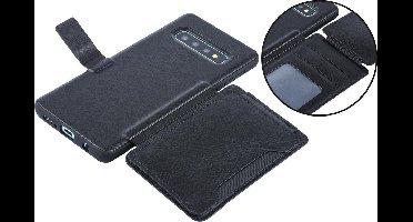 UNIQ Accessory Galaxy S10 Plus Kunstleer Backcover hoesje met clip pasjeshouder - Zwart (S10 Plus)