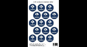 Pictogram sticker M040 - Reddingsvlot te water laten - Ø50 mm - 15 stickers op 1 vel