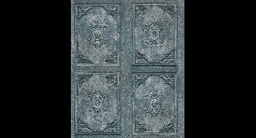 Horizons barok panelen blw/grijs (ornament vliesbehang, blauw)