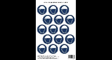 Pictogram sticker M014 - Veiligheidshelm verplicht - Ø50 mm - 15 stickers op 1 vel