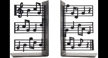 Balvi Boekensteunen set Muziek Metaal Zwart