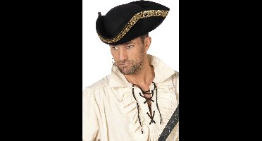 Piratenhoed driesteek met goudband zwart