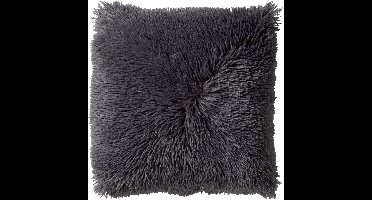 Dutch Decor FLUFFY - Sierkussen 45x45 cm - superzacht - effen kleur - Charcoal Gray - antraciet - Inclusief binnenkussen - Luxe kussens voor woonkamer & bank