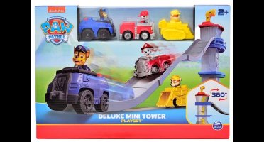 paw patrol de luxe minitower speelset - uitkijktoren inclusief 3 auto's - chase - marshall - rubble - paw patrol - uitkijktoren