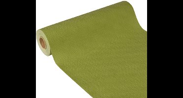 Tafellopers, stofkarakter, nonwoven "soft selection plus" 24 m x 40 cm olijfgroen
