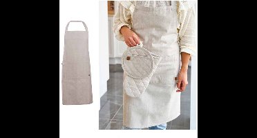 Cosy & Trendy Keukenschort Stoff Sand - Beige Katoen - Stevig Dichtgeweven