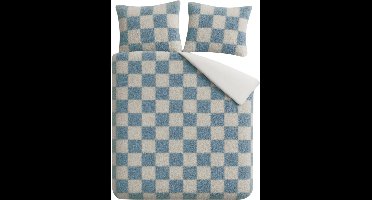 Zydante® Dekbedovertrekset Chess Fleece Blauw 240x200/220 met 2 Kussenslopen