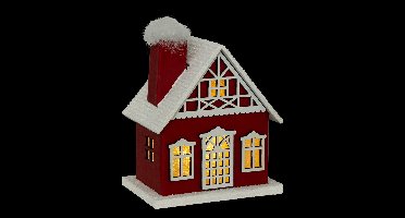 Fééric Lights and Christmas Kerstdorp - Kersthuisje met verlichting - Werkt op batterijen - Rood