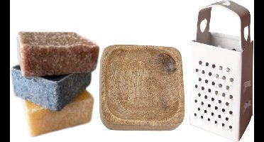green-goose® Amberblokjes Giftset | 3 Amberblokjes met Mangohouten Plankje en Metalen Rasp | Leuk Duurzaam Kerstcadeau!