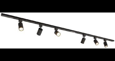 HOFTRONIC railverlichting pakket recht – 2 meter – 6x GU10 railspots 2700K warm wit – dimbaar – aluminium zwart – IP20 – modulair – 230V – railverlichting woonkamer keuken