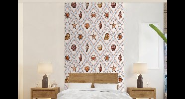 Behang - Fotobehang Kust - Zee - Kokosnoot- Schelp - Breedte 120 cm x hoogte 240 cm
