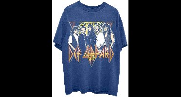 Def Leppard - Band Photo Heren T-shirt - L - Blauw