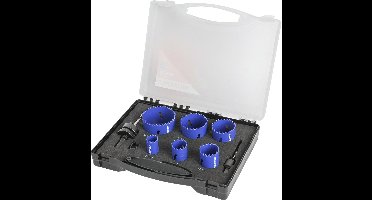 WORKPRO WP403070 Gatzagenset 9-delig – Ø22–64 mm – Bi-metaal M3 HSS – Inclusief Arbors & Opbergdoos