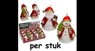 Kerstkaars sneeuwpop/kerstman - 9cm