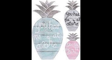 Ananas hout 50x30x3 cm wit
