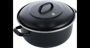 BK Magma Braadpan 26cm - 5.2l - Zonder PFAS-vrije antikleeflaag – Braadpan inductie - Geëmailleerd gietijzer – Ovenbestendig tot 260°C – Zwart