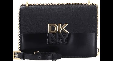 DKNY Leren Schoudertas Echo Chain Flap Crossbody Bag Blk / Gold Zwart
