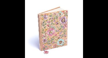 Notitieboek Beige Fluweel – Beige met Bloemen – 20 x 15 cm