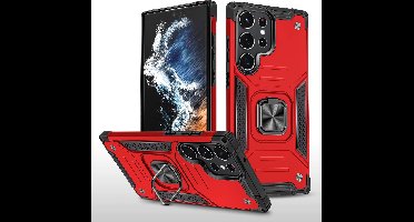 Samsung Galaxy A12 Armor Anti-Shock Telefoonhoes met Ringhouder - Schokbestendige Hoesje met Stijlvolle Bescherming Rood