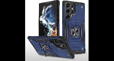 Samsung Galaxy A03 Core Armor Anti-Shock Telefoonhoes met Ringhouder - Schokbestendige Hoesje met Stijlvolle Bescherming Blauw