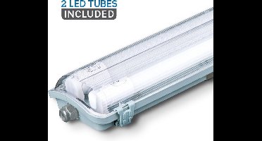 V-TAC VT-15022 LED Armaturen - Dubbele Buis 2 x 20W - IP65 Waterdicht - Wit - 3400 Lumen - 4000K - 150cm