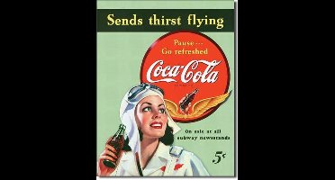 Retro Coca-Cola Wandbord 'Sends Thirst Flying' - Metaal - 30 x 40 cm