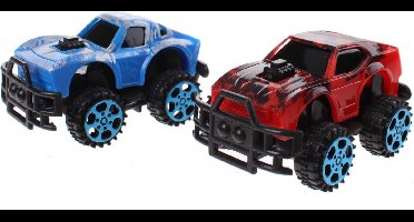 Jonotoys Monstertrucks Dino-print 6 Cm 2 Stuks Rood/blauw