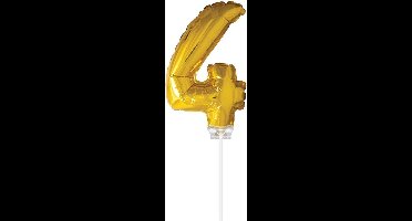 Ballon folie 4 goud met stokje 40cm