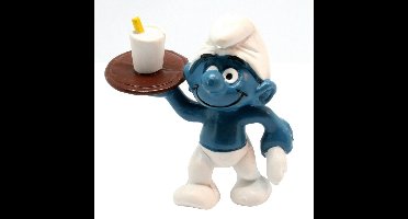 Kelner - Bediende - Schleich smurfen - Smurf met bruin dienblad - 5,5 cm