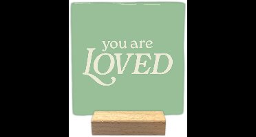 Decoratie tegel - You are loved - keramisch - 10x10 cm - inclusief houder