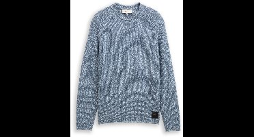 Tom Tailor Denim - Gebreide trui in gemêleerde look - Maat XS - denim blue white mouline
