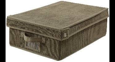 CALICOSY - Opbergdoos met deksel in khaki corduroy 32x48x15cm