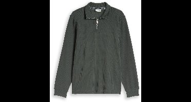 Tom Tailor - Troyer-sweatshirt van katoen - Maat XXL - Darkest Olive