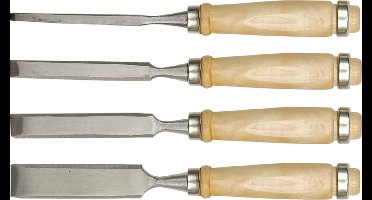 Vorel Houtbeitels Set - 4-delig - Chroom-Vanadiumstaal - Houten Handgreep